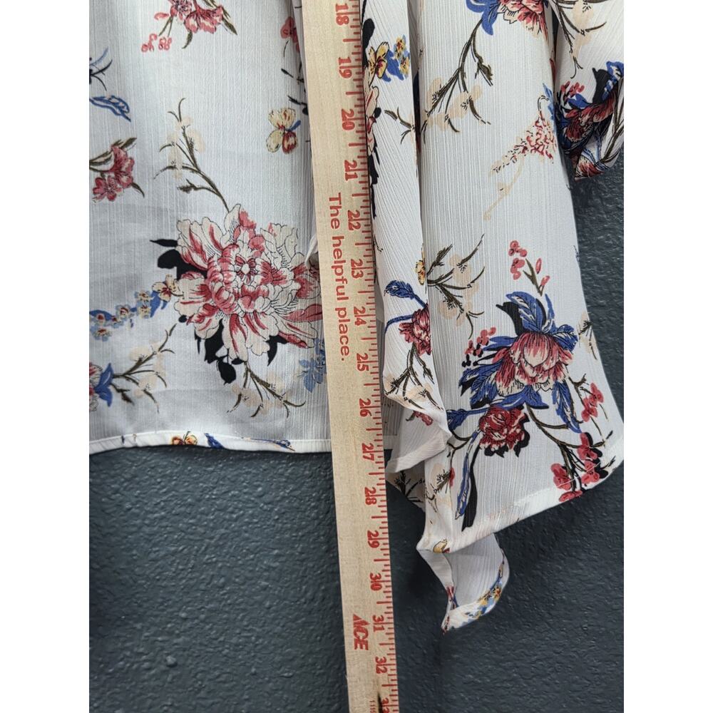 Kaii Los Angeles Top Women Small White Floral 3/4 Sleeve Cardigan - Picture 9 of 14